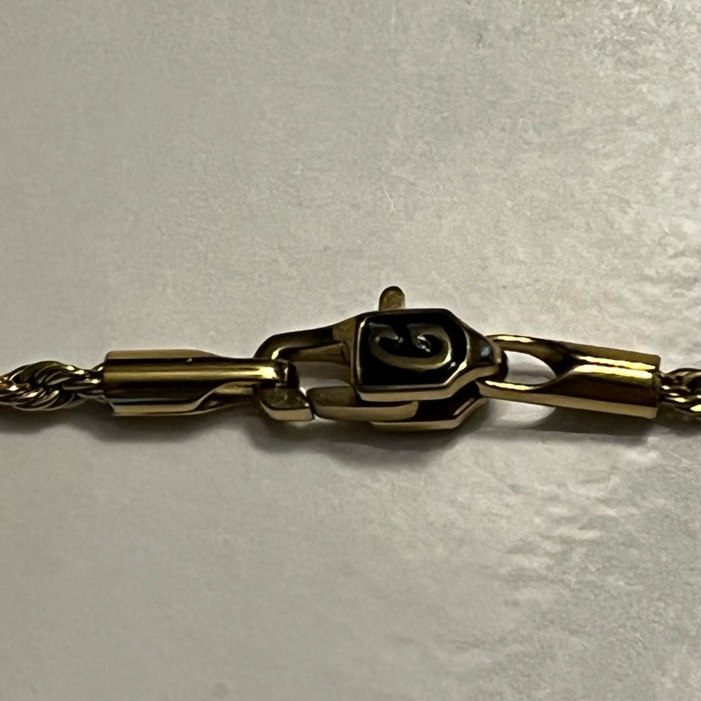 Mens Plated Yellow Gold 22” Rope Necklace